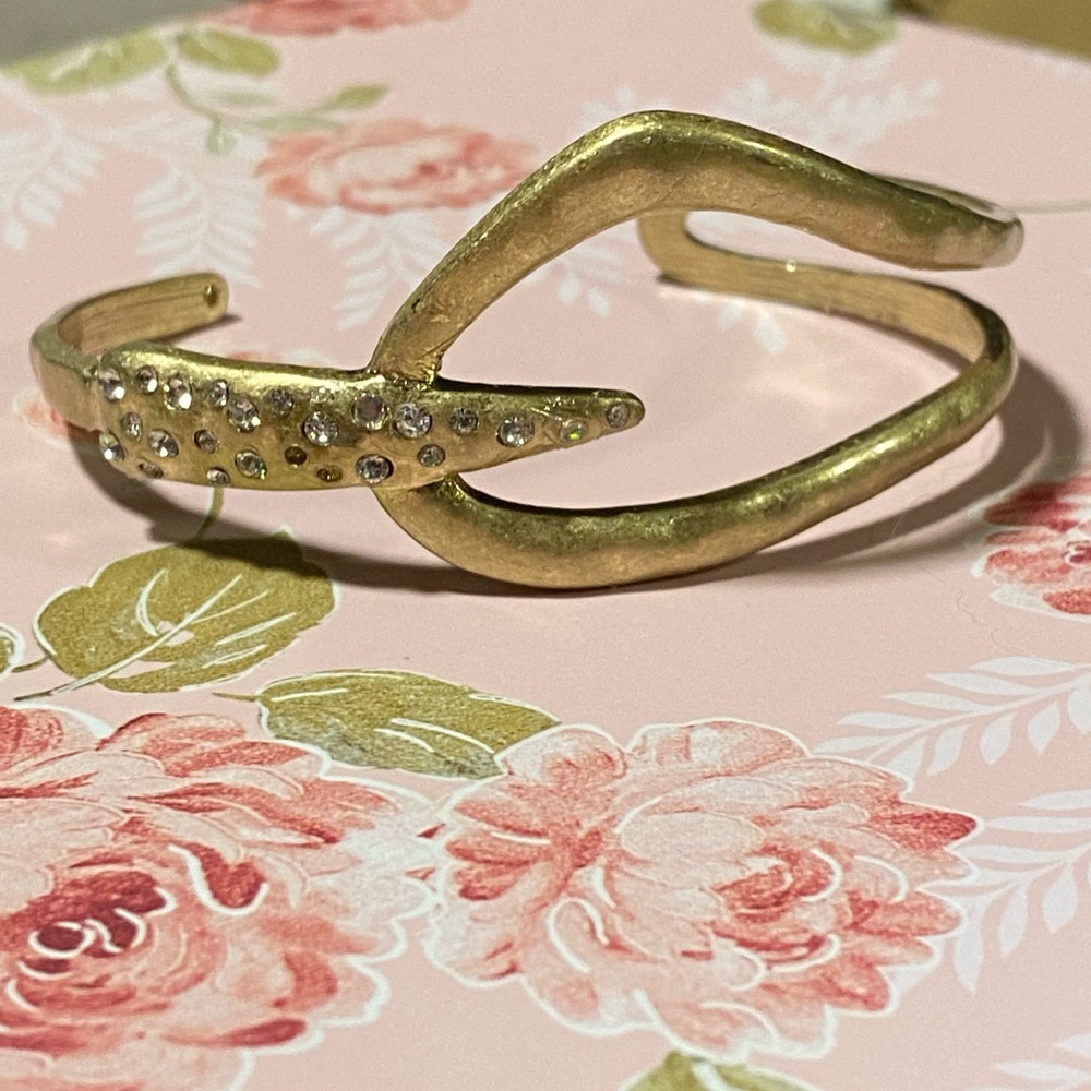 Gold-Tone Cuff Bracelet with Rhinestones